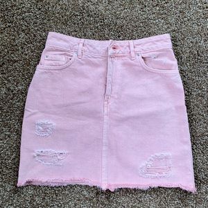 Pink denim skirt